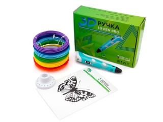 3D ручка 3D Pen PRO голубая с набором дополнительного пластика 7 цветов