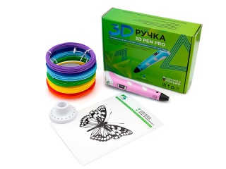 3D ручка 3D Pen PRO розовая с набором дополнительного пластика 7 цветов