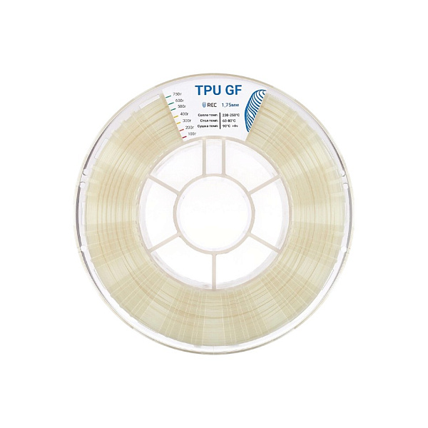 Пластик TPU GF, REC, 1.75мм, натуральный