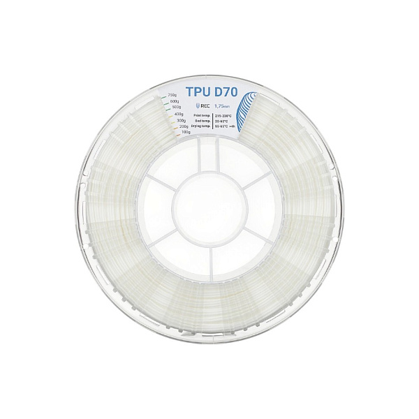 Пластик TPU D70,  REC, 1.75мм, белый